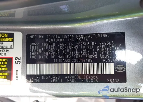 2025 Toyota Camry Se from USA, damaged, VIN 4T1DAACK2SU614489